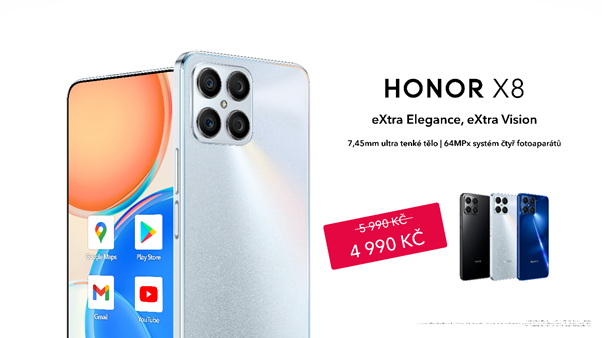 Mobilní telefon HONOR X8 je ode dneška v předprodeji za startovací cenu 4990 Kč