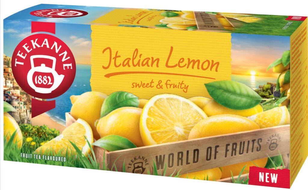 TEEKANNE World of Fruits Italian Lemon, TEEKANNE, čaj, EEKANNE Italian Lemon, Ovocné čaje, citrusové tóny, sladkost medu, čajové sáčky, vroucí vodou, čajové recepty,