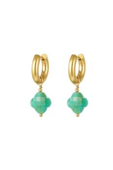 Ornamenti.cz Pozlacene nausnice Turquoise Clover gold 890 Kc