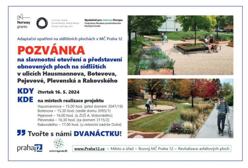 Praha 12, Praha 12, obnovená hřiště, Státního fondu životního prostředí ČR, Pejevové