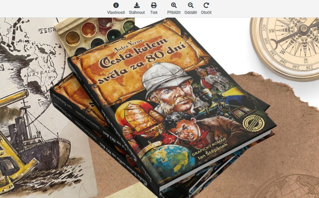 Cesta kolem světa za 80 dní, Jan Štěpánek, komiks, kniha, knihovna