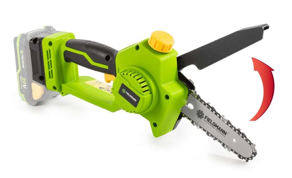 Jarní prořezávka stromů, Fieldmann, Elektrický prořezávač, Jednoruční benzínová pila Fieldmann