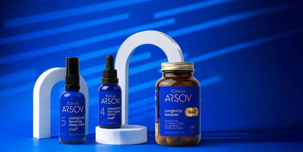 TOMAS ARSOV, TOMAS ARSOV LONGEVITY NAD+ Booster, TOMAS ARSOV LONGEVITY Omlazující sérum, TOMAS ARSOV LONGEVITY Zklidňující noční maska