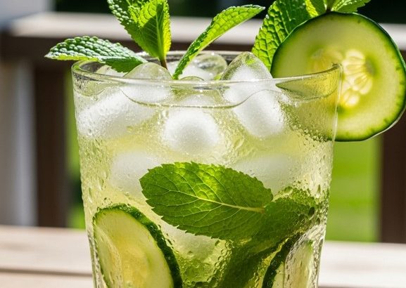 limonáda, domácí limonáda, okurková limonáda, okurka, recept, máta