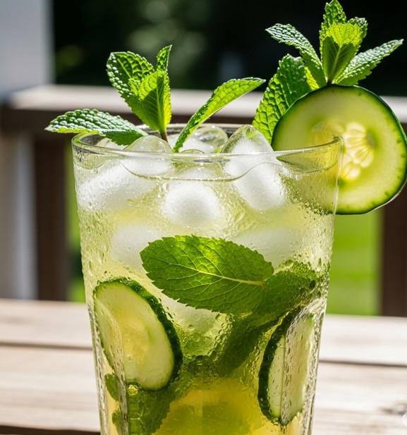 limonáda, domácí limonáda, okurková limonáda, okurka, recept, máta