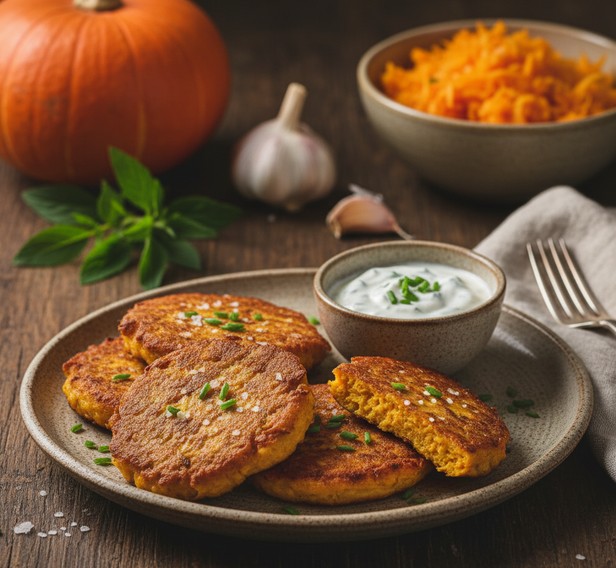 Křupavé dýňové placky, bramborák, vaření, pečení, smažení, dýně Hokkaidó