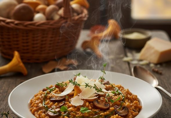 Krémové houbové rizoto, recept, vaření, houby,