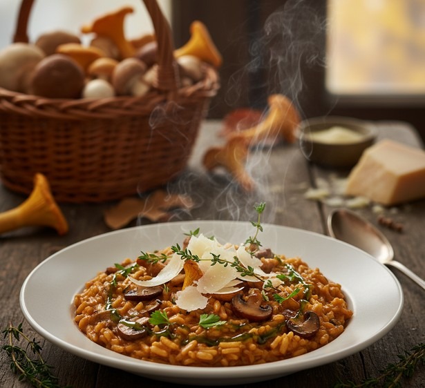 Krémové houbové rizoto, recept, vaření, houby,