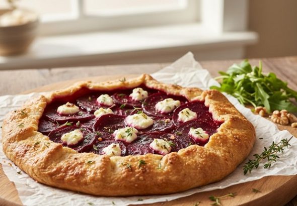 Rustikální koláč z červené řepy, červená řepa, koláč, vaření, pečení