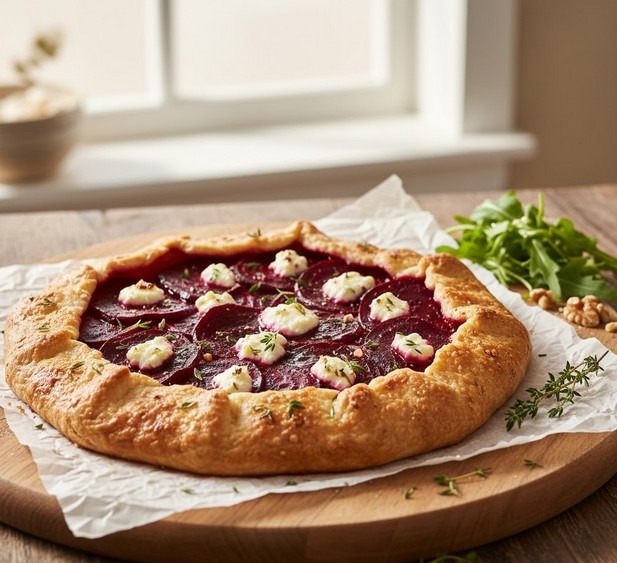 Rustikální koláč z červené řepy, červená řepa, koláč, vaření, pečení