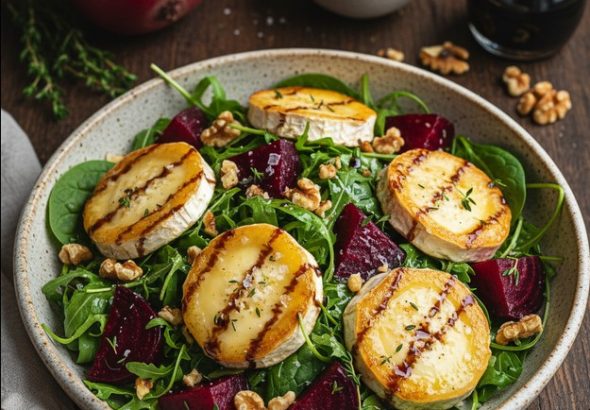 Salát z pečené řepy, řepa, kozí sýr, recept, vaření