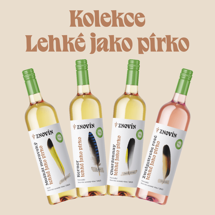 Znovín, víno, Chardonnay Lehké jako pírko, Zweigeltrebe rosé Lehké jako pírko,