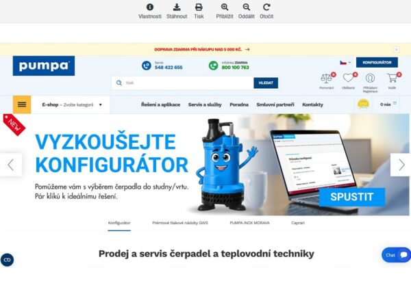 Pumpa, konfigurátor, AI asistent,
