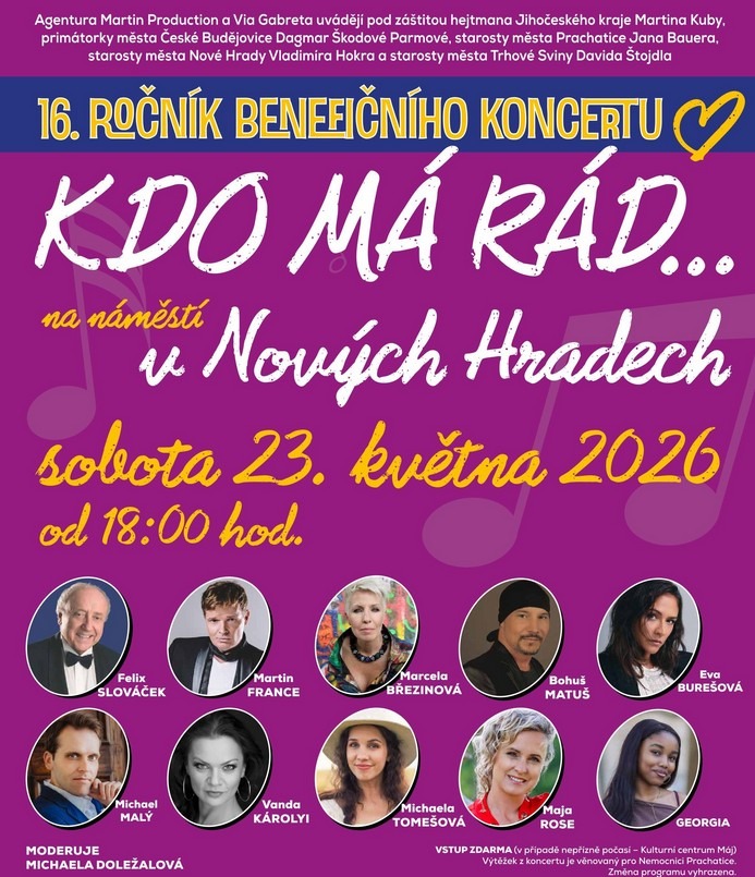 Kdo má rád, benefiční koncert, Nové Hrady